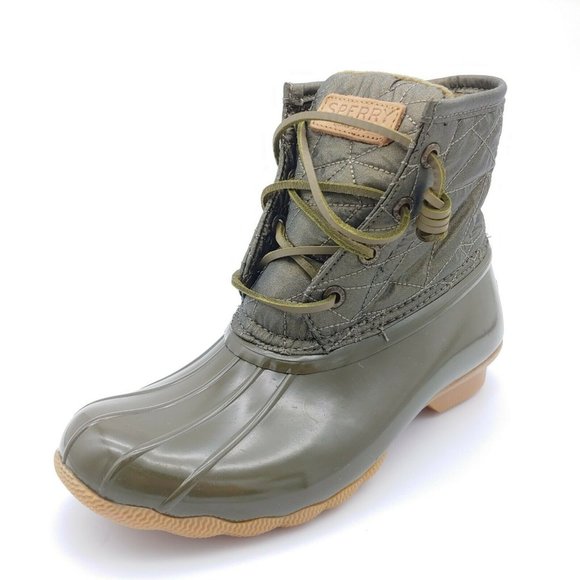 olive green sperry duck boots